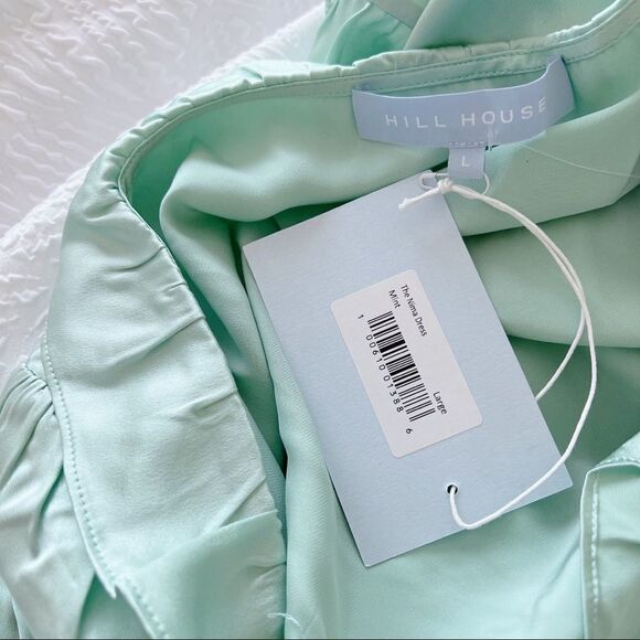 Hill House the Nima Silk Wrap Mini Dress in Mint size L - Picture 8 of 12